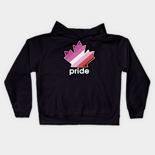 Lesbian Pride Maple Leaf - White font Kids Hoodie